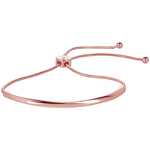 WOWORAMA Adjustable Slider Bracelets for Women Bar Friendship Bangle Bracelet for Women Girls Gold/ White Gold/ Rose Gold Bolo Bracelet, Rose Gold, no gemstone Cover