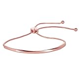 Rose Gold Adjustable Slider Bracelets for Women Dainty Bar Friendship Bangle Bracelet Simple Fashion Jewelry, Rose Gold