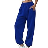 Women High Waisted Sweatpants Baggy Joggers Lounge Athletic Pants Work Casual Comfy Elastic Waist with 3 Pockets Blue