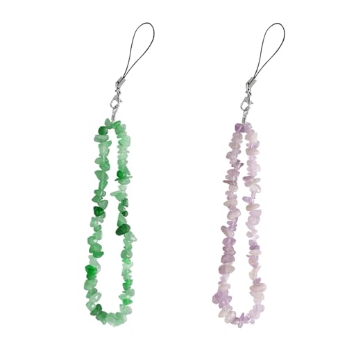 HDGSAFD 2 Pièces Chaînes De Téléphone Portable en Cristal, Chaînes De Téléphone Portable en Gravier, Bracelets en Pierre De Cristal, Accessoires De Téléphone Portable