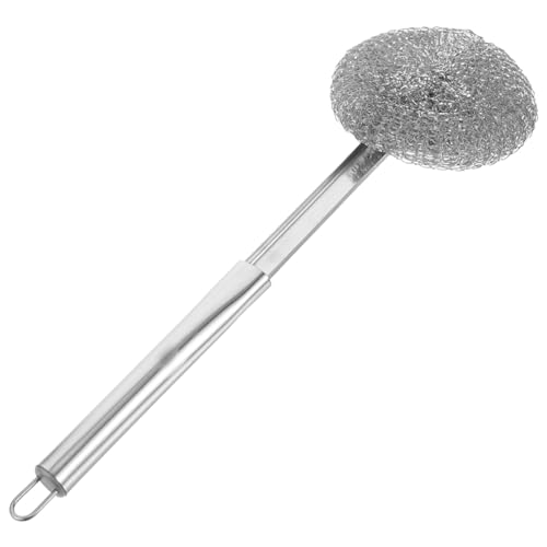 NOLITOY Stainless Scrubber Long Handle Dish Brush for Pot Pan Dishwashing Brush Wire Bristles for Kitchen
