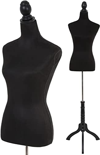 Woman Body Torso Manikin 60â€-67â€Height Adjustable Mannequin Tripod Stand for Women's Models to Display Foam Torso(Grey (Black)