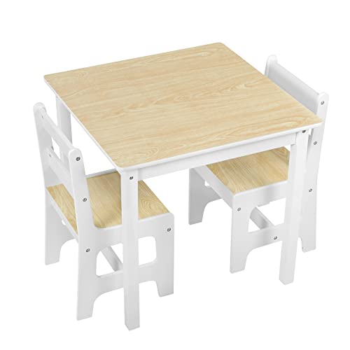 Set Tavolo E 2 Sedie Per Bambini WOLTU - Legno Massello, Stampa Animali, Per Gioco E Disegno (2-5 Anni)