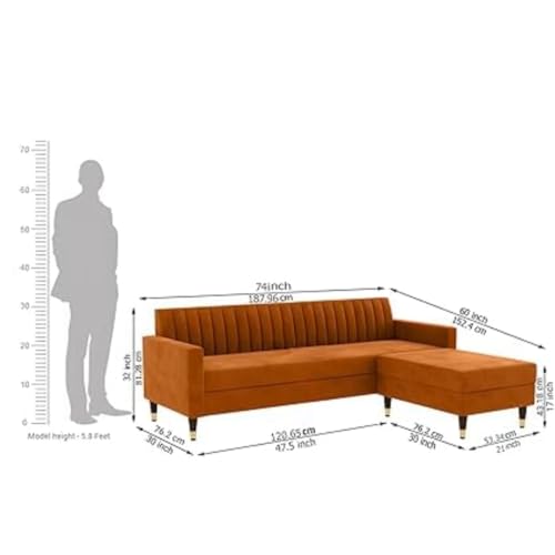 Image of 4 Seater Sofa Set with Two Cushions Perfect for Home Office Guests Living Room (Orange, 4 Seater)