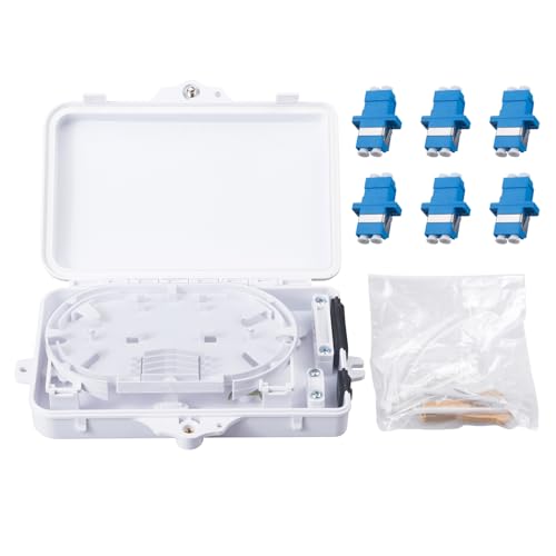 fyboptwu 6 Port Fiber Wall Box w/LC Couplers, FTTH Distribution Enclosure