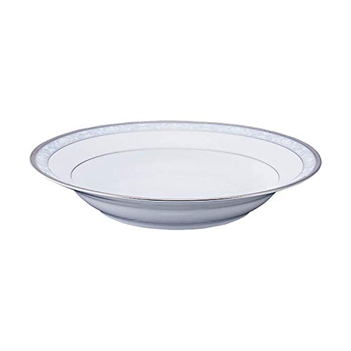 Noritake 4336L/91398 Deep Plate, 8.9 inches (22.5 cm), Hampshire Platinum, 1 Piece, Platinum Fine Porcelain