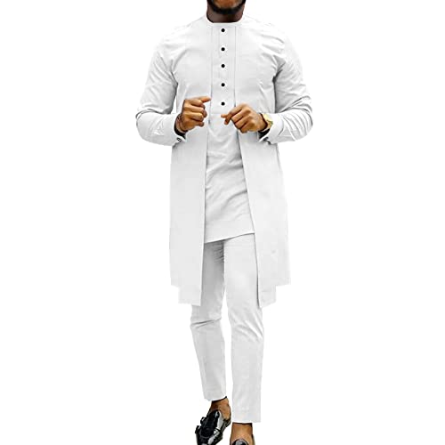 Bazin Riche African Suit for Men Sets Dashiki Shirts and Pants 2 Piece Tribal Outfits for Wedding Plus Size Wear