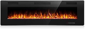 Antarctic Star 36 Inch Electric Fireplace in-Wall Recessed and Wall Mounted, Fireplace Heater and Linear Fireplace with Multicolor Flame, Timer, 750/1500W Control by Touch Panel & Remote