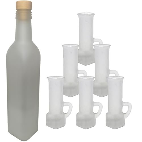 Perfetto per servire liquori fatti in casa, limoncello, grappa, amari, shot o vodka. Il design minimal ed elegante rende questo set ideale per l’uso quotidiano e anche per regali, eventi e ricevimenti. Utilizzabili anche nel freezer, per mantenere le bevande ben fredde.