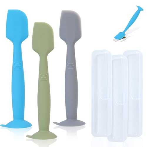 Image of babove Baby Diaper Cream Spatula Applicator 3 Pack(with 3 Travel Case), Butt Paste Spatula Soft Silicone,Diaper Rash Cream Applicator, Baby Essentials Must Haves Newborn Stuff (Green Grey Azure)