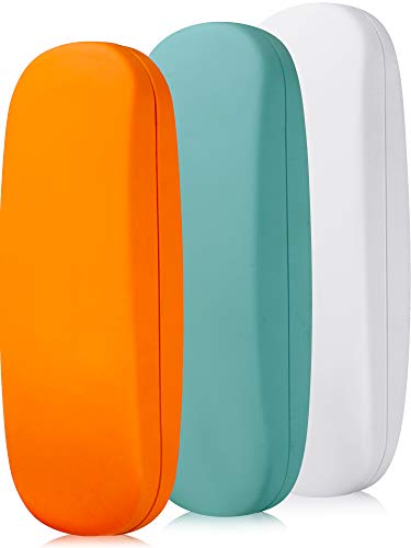 3 Pieces Hard Shell Glasses Eyeglasses Sunglasses Case With Eyeglass Cloth (Light Blue, White, Orange) #TOP4