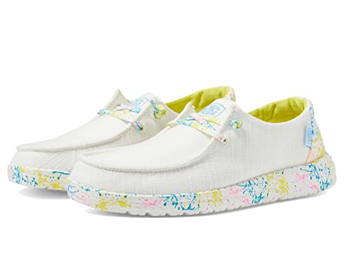 Hey Dude Girl's Wendy Youth Linen Grey Multiple | Girl’s Shoes | Girl’s Lace Up Loafers | Comfortable & Light-Weight