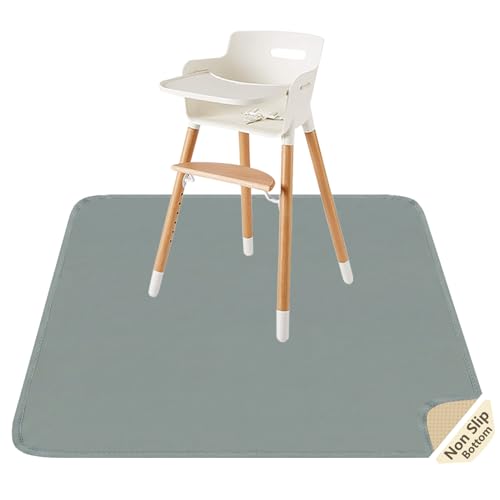 Image of Splat Mat for Under High Chair/Arts/Crafts by CLCROBD, 51" Baby Anti-Slip Food Splash and Spill Mat for Eating Mess, Waterproof Floor Protector and Table Cloth (Gray)