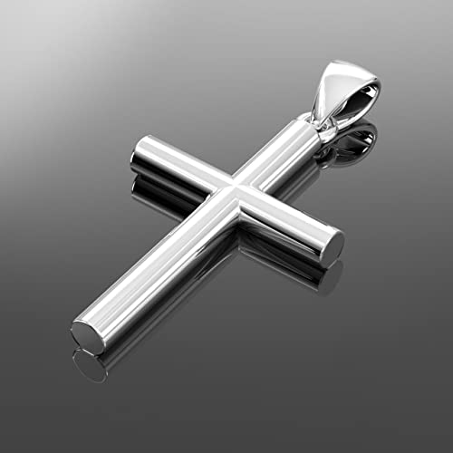 US Jewels Men's XL 50mm Heavy Solid 2in 925 Sterling Silver Christian Cross Pendant Necklace2
