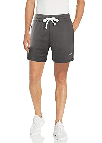 Surenow Men's Running Shorts Athletic Workout Gym Shorts Cotton Casual Shorts Dark Grey