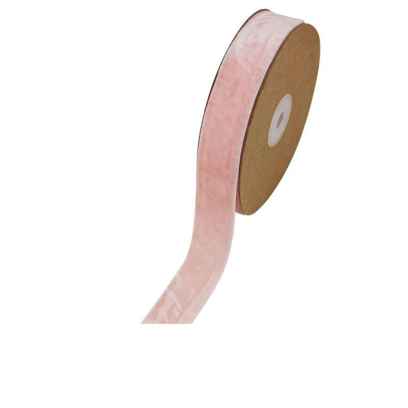 Samtband, 25 mm breites, mehrfarbiges Samtband-Set (50 Stück) for weihnachtliche DIY-Bastelarbeiten(Pink)