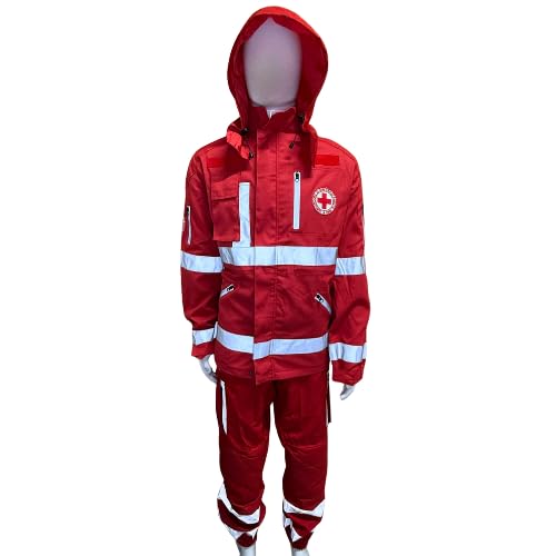 Generico Completo Operativo Croce Rossa Italiana - Divisa Tecnica Regular Fit: Sahariana Multitasche e Pantalone Professionale con Bande Riflettenti