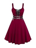 Picture of ROSE GAL Womens Plus Size Dresses Sleeveless Wrap Gothic Vintage 50S Spaghtti Strap Swing Dress(Red_13/5X)