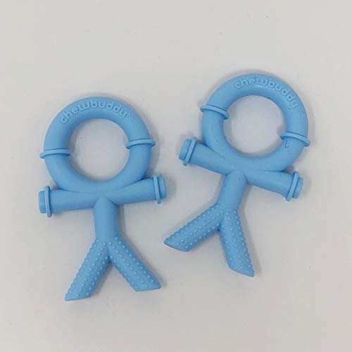 Sensory Direct Chewbuddy Stickman for Babies - Pack of 2, Sensory Toy for a Fidget, Chew or Teething Aid | for Kids, Adults, Autism, ADHD, ASD, SPD, Oral Motor or Anxiety Needs | Pale Blue