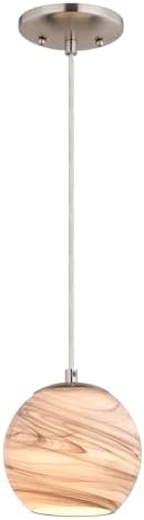 VAXCEL Milano LED Compatible Satin Nickel Transitional Mini Pendant Ceiling Light Multi Color Art Glass