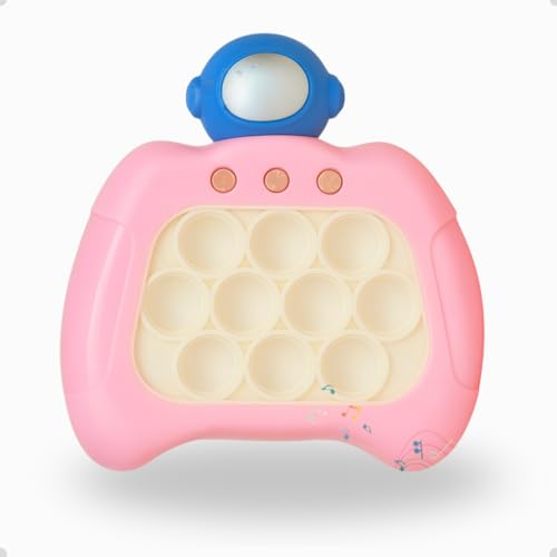 Brinquedo Pop It Eletrônico Musical, Fidget Sensorial com Luzes e Sons, Formato de Animais, Anti-Stress para Crianças e Adultos (Astronauta Pink)