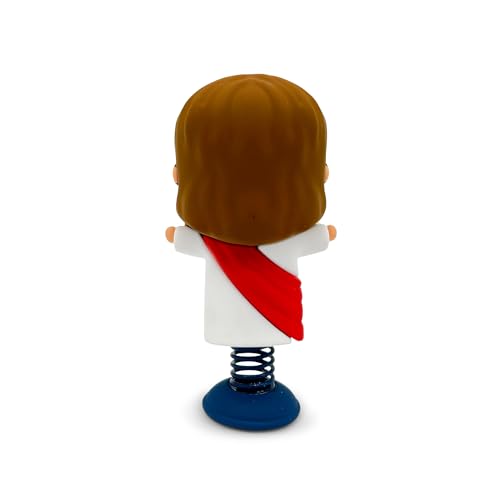 GOOFBALLS Jesus Dashboard Dancer – Fun Bobblehead of Christ with Open Arms – Religious Car Accessory with Sticky Pad – Cute and Unique Gift for Believers, Christian Drivers & Faithful Friends