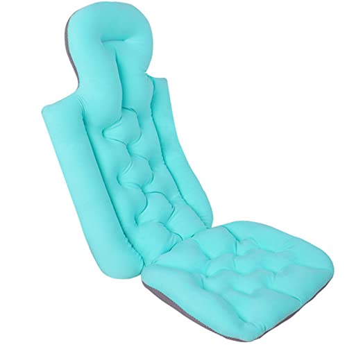 Niceyoeuk Cuscino da bagno per adulti, per vasca da bagno, tappetino per il corpo completo, ad asciugatura rapida, ergonomico, Blu allungato con ventosa, 78cm*35cm
