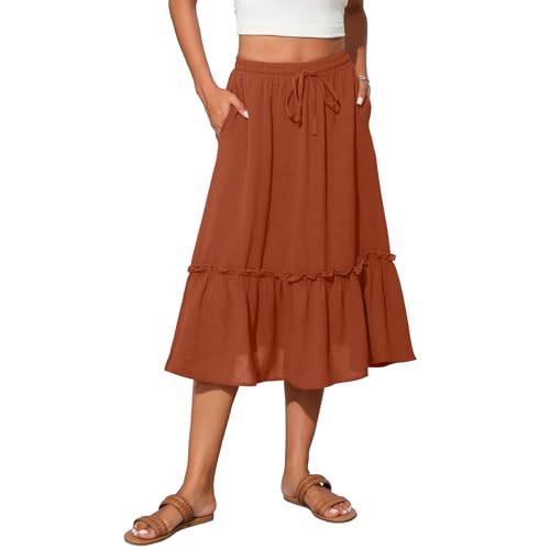 Image of Witsmile High Waist Tiered Skirts for Women Flowy Skirts for Women Long Length with Pockets 2026 Fashion Trendy