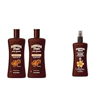 Hawaiian Tropic Dark Tanning Oil Twin Pack, 8oz & Island Tanning Oil Spray SPF 6, 8oz