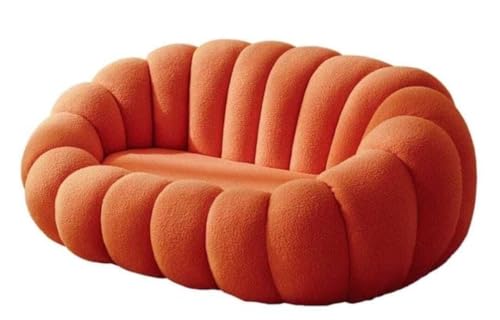 Image of Three Seater Creative Pumpkin Striped Sofa for Living Room Floor Low Pouffe Modern Lounge
