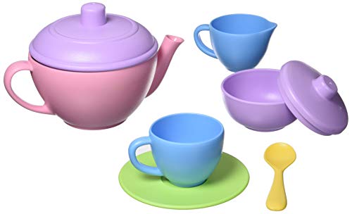image for Green Toys Tea Set, Pink 4C - 17 Piece Pretend Play, Motor Skills, Lan