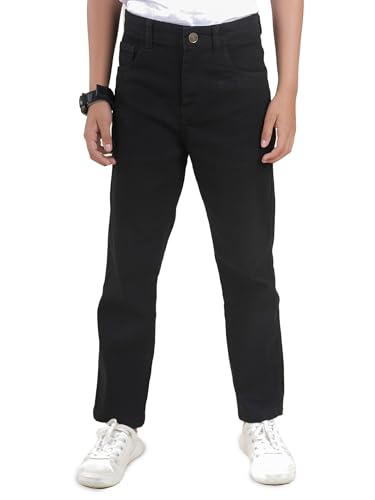 Image of KiddoPanti Boys Full Length Stretchable Straight Fit Washed Denim Jeans