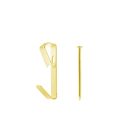 Image of 50LB Picture Hooks, Gold, Heavy Duty, Drywall & Wood, 50 Pieces with Screws, Easy Install & Store, Wide Application