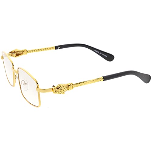 zeroUV Bold Retro Jaguar Metal Plated Detail Square Sunglasses D2473