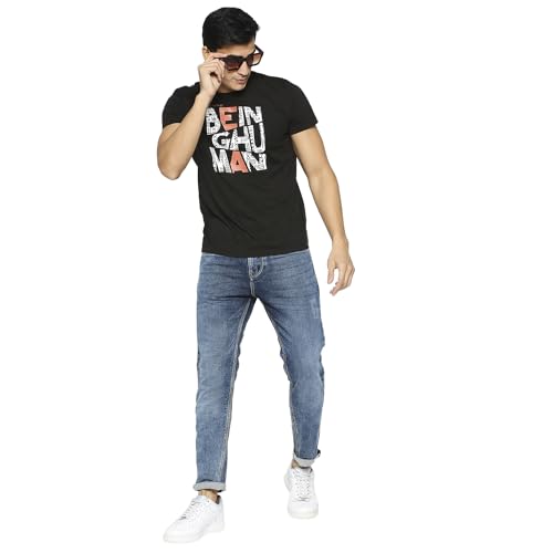 Image of Being Human Blue Cropped Fit Denims for Men Clothing