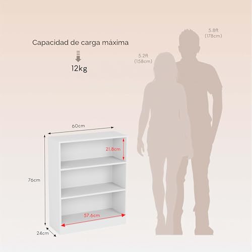 Estantería baja negra Vida Designs Cambridge con 3 estantes para libros y oficina 4