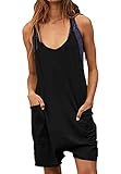 FAIRYMEI Outfits for Women Summer Casual Sleeveless Rompers Loose Spaghetti Strap Shorts Jumpsuit wi