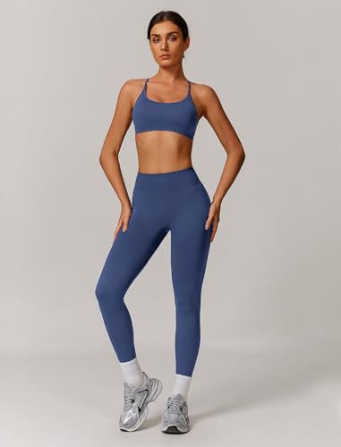 ABOCIW Womens Seamless Workout Sets Backless Sports Bra Scrunch Butt Lifting High Waist Leggings Matching Gym Set2