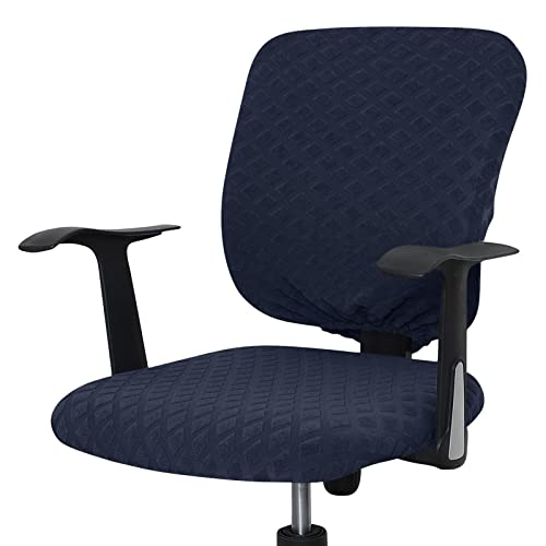 Celevingne Office Chair Cover Universal Rotating Chair Slipcovers Stretch Removable Protector Computer Chair Seat Cover (Navy Blue, Chair Seat Cover + Backrest Cover)