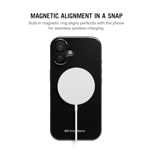 Image of DailyObjects Polycarbonate Enamel Bumper Magsafe Case for iPhone 16 Compatible with Mag-Safe Wireless Charging | Black Hybrid Magnetic Back Cover