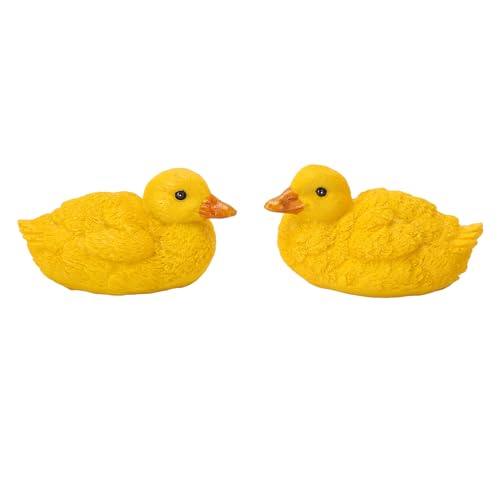 DIRBAK Statua di anatra Mini figure di anatra in resina dipinta a mano arredamento da giardino carino per patio decorazione auto ufficio materiale in resina durevole 11x7 cm 2 pezzi