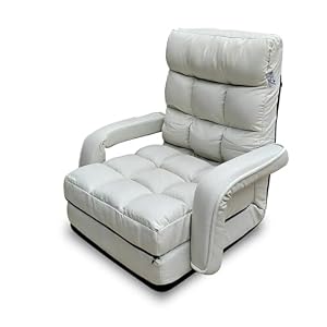 AiBean 座椅子 リクライニング フロアチェア ゲーミングチェア 肘掛け付き クッション付き 調節可能 ハイバック 折りたたみ可能 コンパクト 一人掛け ソファベッド リビング 寝室 幅約50cm (薄い灰色)