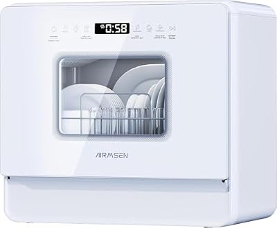 AIRMSEN Large Slim Countertop Dishwasher | Built-in Water Tank