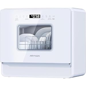 AIRMSEN Large Slim Countertop Dishwasher | Built-in Water Tank