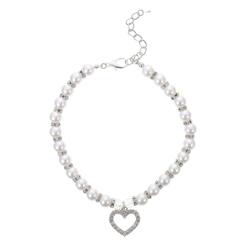 OHPHCALL 犬用白パール首輪 おしゃれで耐久性のあるペットアクセサリー 小型犬向けパーティーや散歩に かわいいネックレスデザインで快適装