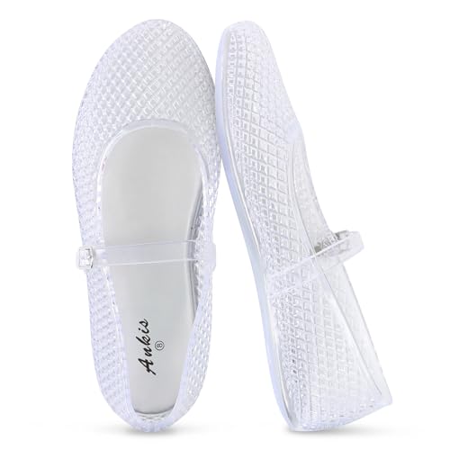 Image of Ankis Women's Mary Jane Ballet Flats, Mesh Jelly Fishnet Sandals
