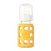Lifefactory 4-Ounce BPA-Free Glass Baby Bottle with Protective Silicone Sleeve and Stage 1 Nipple, Yellow