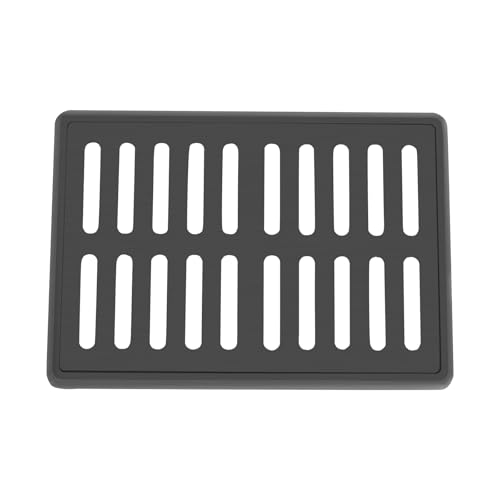 DUIBAII 24x16 in Cast Iron Drain Grate and Frame, Outdoor Trench Drainage Grate with Base, Metal Sewer Grate, Black Square Drainage Grate for Concrete Floor, Yard, Driveway & Garage