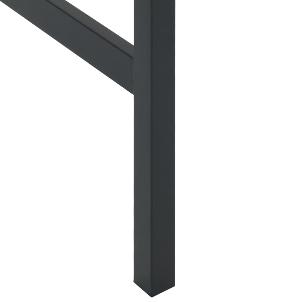 Tavolo da Bar Alto in Acciaio Nero 200x100x110 cm | Bancone alto con ripiano a doghe per arredare giardino, terrazzo o zona pranzo interna.