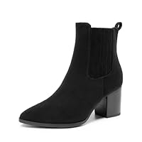 DREAM PAIRS Women's Boots Chunky Heel Ankle Booties Shoes,Size 5,Black-Suede,DWUMAB2535